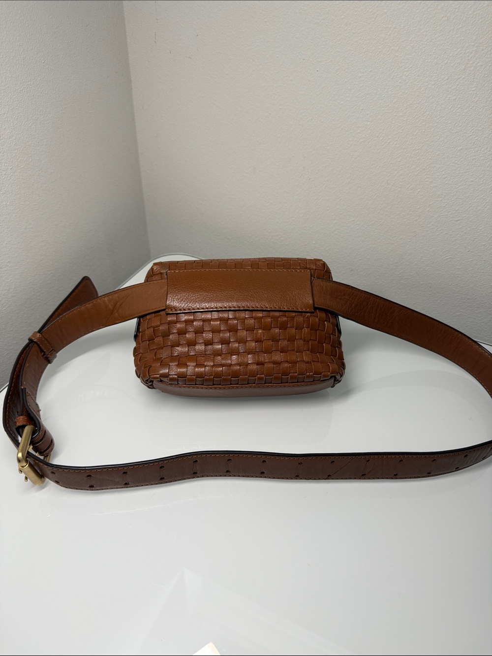 Radley London Weavers Way Woven Leather Belt Bag Fanny Pack Brown EUC - Picture 4 of 9